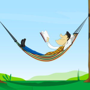 man reading news in park