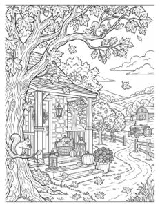 Coloring Page - The Season of Autumn CP-Autumn-Scene-web